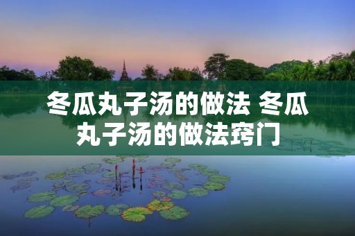 冬瓜丸子汤的做法 冬瓜丸子汤的做法窍门