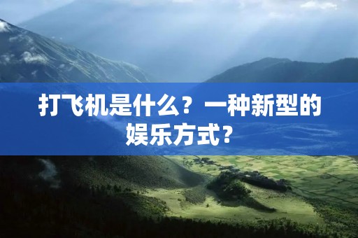 打飞机是什么?一种新型的娱乐方式?