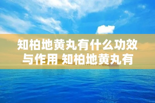 知柏地黄丸有什么功效与作用 知柏地黄丸有什么功效与作用儿童 知柏地黄丸有什么功效与作用 知柏地黄丸有什么功效与作用儿童