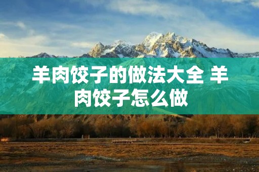 羊肉饺子的做法大全 羊肉饺子怎么做
