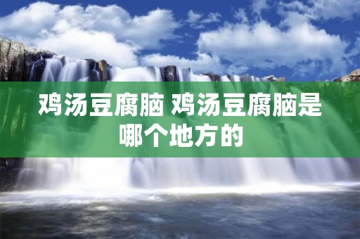 鸡汤豆腐脑 鸡汤豆腐脑是哪个地方的 鸡汤豆腐脑 鸡汤豆腐脑是哪个地方的