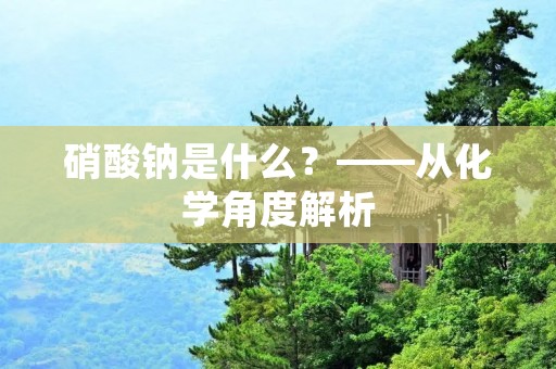 硝酸钠是什么?——从化学角度解析