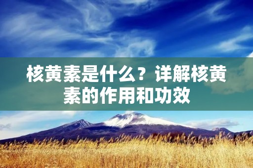 核黄素是什么?详解核黄素的作用和功效