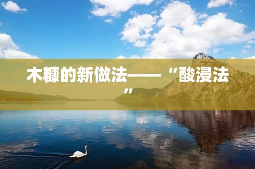 木糠的新做法——“酸浸法” 木糠的新做法——“酸浸法”