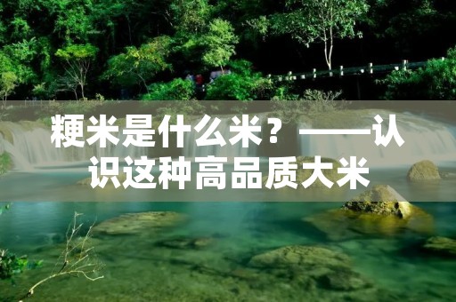 粳米是什么米?——认识这种高品质大米