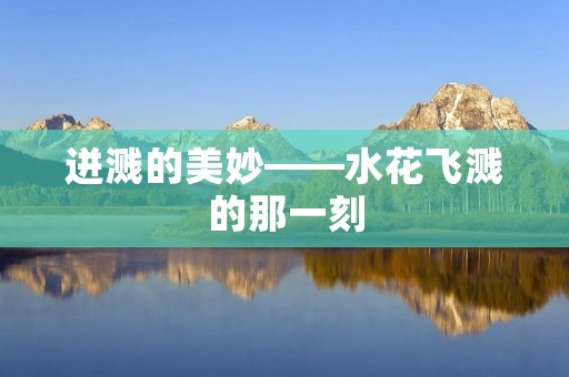 迸溅的美妙——水花飞溅的那一刻