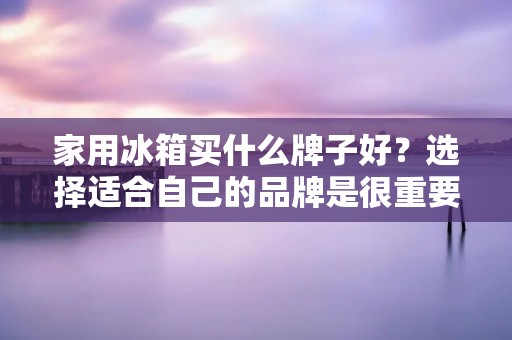 家用冰箱买什么牌子好?选择适合自己的品牌是很重要的,因为冰箱是我们日常生活中必不可少的家电之一,它可以让我们的食物保持新鲜和健康。但是市面上有很多品牌和型号的冰箱,令人眼花缭乱,让消费者难以选择。今天,我们就来探讨一下,家用冰箱应该选择哪个品牌。 家用冰箱买什么牌子好?选择适合自己的品牌是很重要的,因为冰箱是我们日常生活中必不可少的家电之一,它可以让我们的食物保持新鲜和健康。但是市面上有很多品牌和型号的冰箱,令人眼花缭乱,让消费者难以选择。今天,我们就来探讨一下,家用冰箱应该选择哪个品牌。
