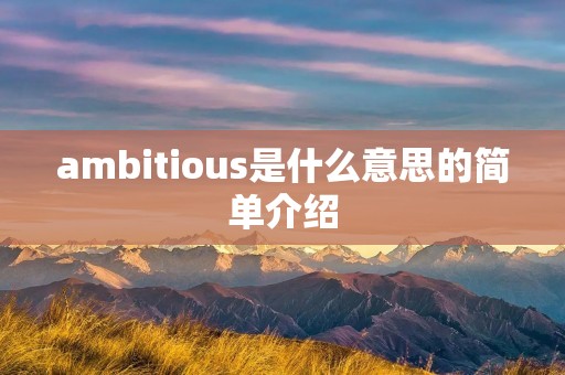 ambitious是什么意思的简单介绍