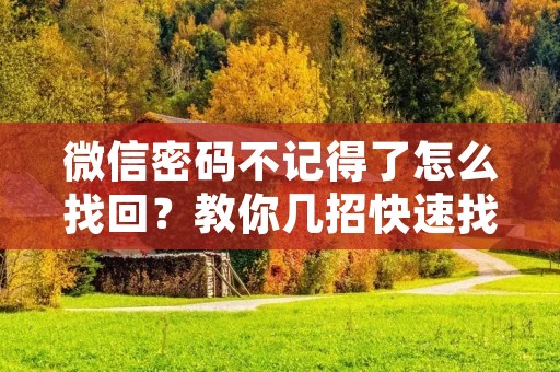 微信密码不记得了怎么找回?教你几招快速找回微信密码!