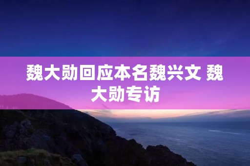 魏大勋回应本名魏兴文 魏大勋专访