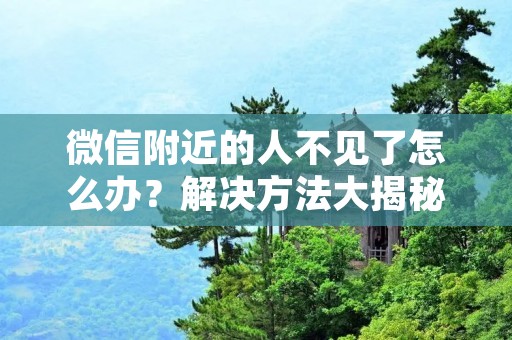 微信附近的人不见了怎么办？解决方法大揭秘！