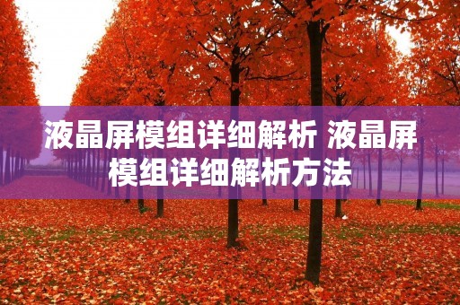 液晶屏模组详细解析 液晶屏模组详细解析方法 液晶屏模组详细解析 液晶屏模组详细解析方法