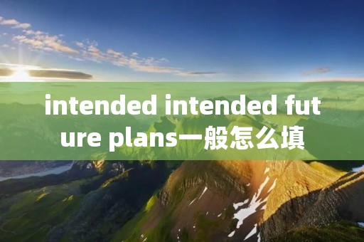 intended intended future plans一般怎么填