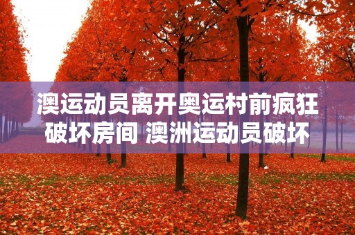 澳运动员离开奥运村前疯狂破坏房间 澳洲运动员破坏