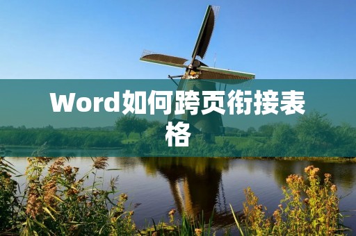 Word如何跨页衔接表格