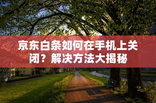 京东白条如何在手机上关闭?解决方法大揭秘