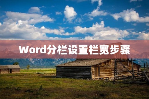 Word分栏设置栏宽步骤
