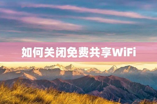 如何关闭免费共享WiFi