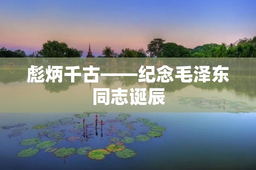 彪炳千古——纪念毛泽东同志诞辰