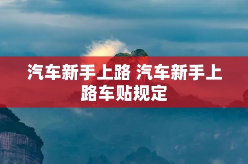汽车新手上路 汽车新手上路车贴规定