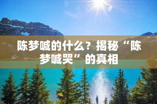 陈梦喊的什么？揭秘“陈梦喊哭”的真相