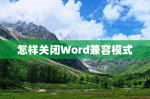 怎样关闭Word兼容模式