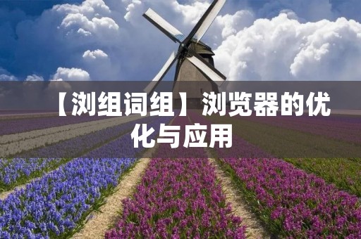【浏组词组】浏览器的优化与应用