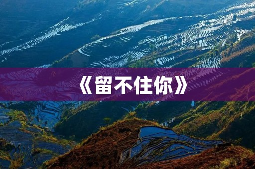 《留不住你》:关于爱情中的失落与坚持