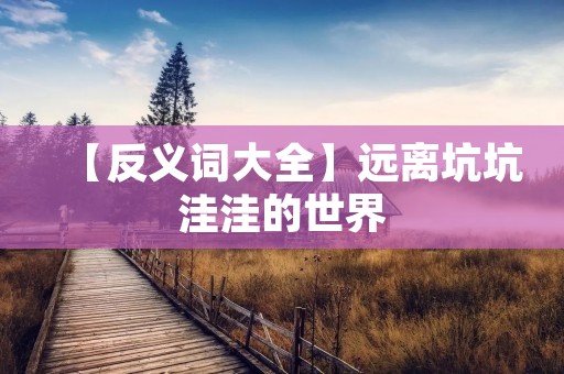 【反义词大全】远离坑坑洼洼的世界
