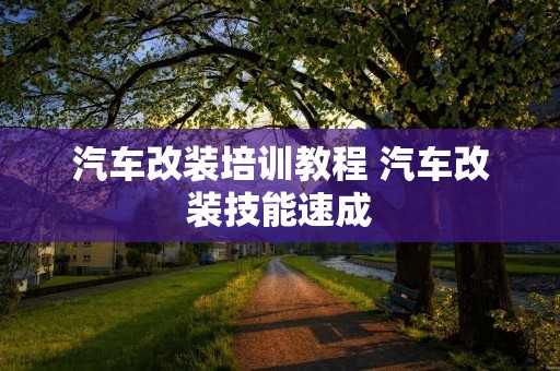 汽车改装培训教程 汽车改装技能速成