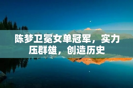 陈梦卫冕女单冠军,实力压群雄,创造历史 陈梦卫冕女单冠军,实力压群雄,创造历史