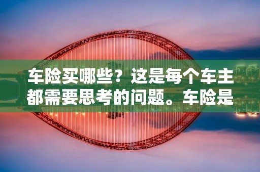 车险买哪些？这是每个车主都需要思考的问题。车险是一项非常重要的保险，不仅可以为车辆提供保障，还可以为车主带来安心和保障。但是，车险的种类繁多，每种车险都有不同的保障范围和保费。那么，车险买哪些才能更好地为车主提供保障呢？