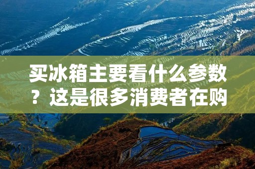 买冰箱主要看什么参数?这是很多消费者在购买冰箱时经常问到的问题。毕竟,冰箱是我们生活中必不可少的家电之一,而且价格相对较高,所以在购买时需要慎重考虑。以下是一些常见参数,供大家参考。 买冰箱主要看什么参数?这是很多消费者在购买冰箱时经常问到的问题。毕竟,冰箱是我们生活中必不可少的家电之一,而且价格相对较高,所以在购买时需要慎重考虑。以下是一些常见参数,供大家参考。