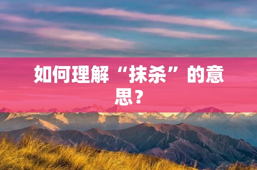如何理解“抹杀”的意思？