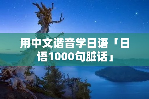 用中文谐音学日语「日语1000句脏话」