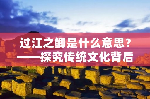 过江之鲫是什么意思？——探究传统文化背后的深意