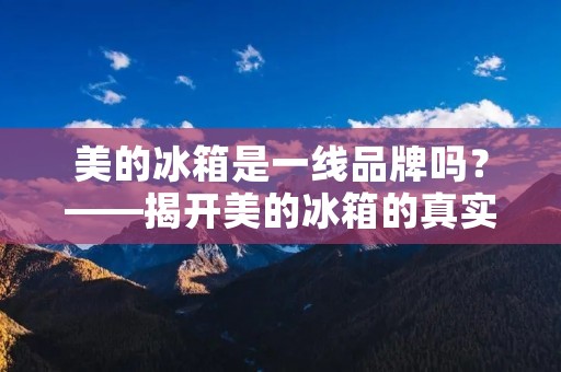 美的冰箱是一线品牌吗？——揭开美的冰箱的真实面貌