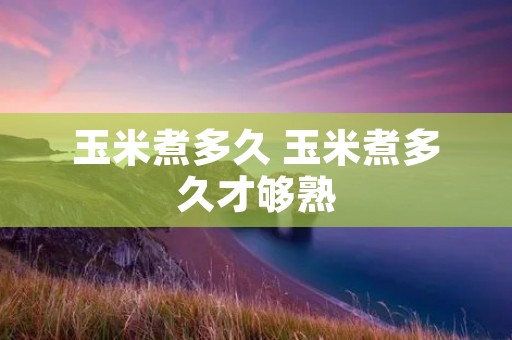 玉米煮多久 玉米煮多久才够熟