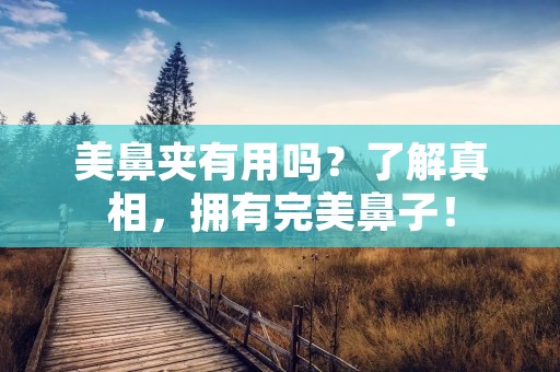 美鼻夹有用吗?了解真相,拥有完美鼻子!