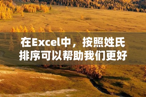 在Excel中,按照姓氏排序可以帮助我们更好地管理和查找数据。下面将详细介绍在Excel中如何按照姓氏排序。