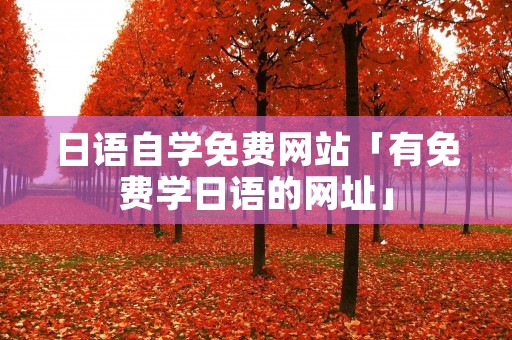 日语自学免费网站「有免费学日语的网址」