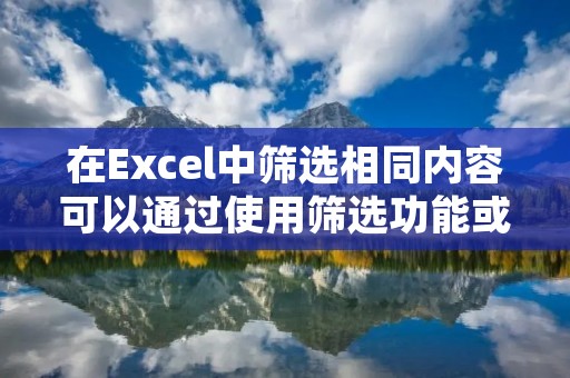 在Excel中筛选相同内容可以通过使用筛选功能或使用公式来实现。下面将详细介绍这两种方法。