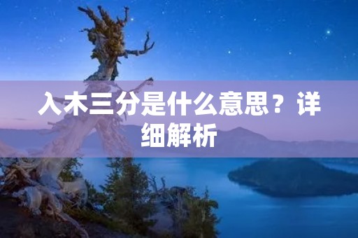入木三分是什么意思?详细解析