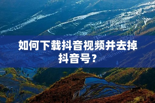 如何下载抖音视频并去掉抖音号?