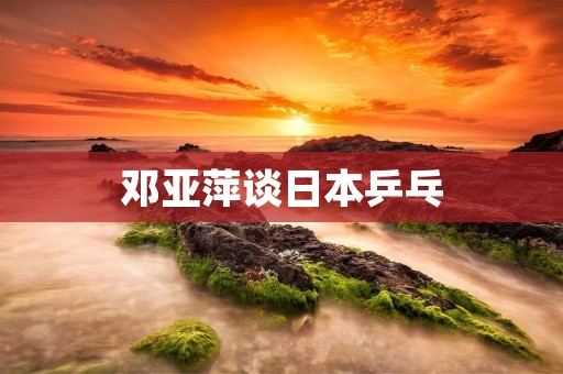 邓亚萍谈日本乒乓：探寻中日乒乓之间的交流与竞争