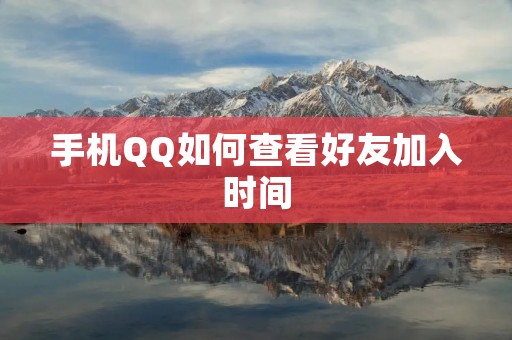 手机QQ如何查看好友加入时间