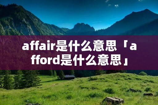 affair是什么意思「afford是什么意思」