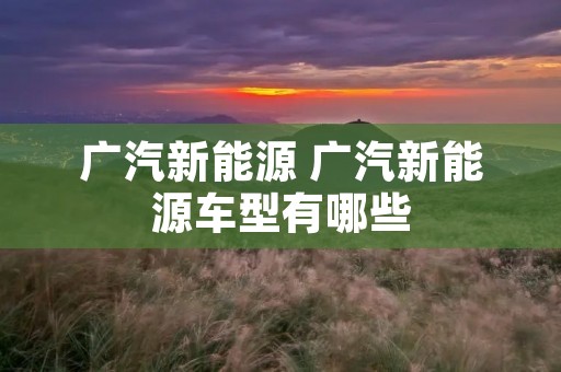 广汽新能源 广汽新能源车型有哪些 广汽新能源 广汽新能源车型有哪些