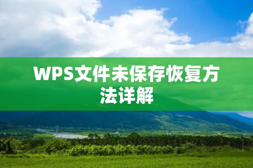 WPS文件未保存恢复方法详解