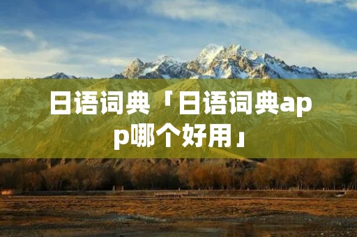 日语词典「日语词典app哪个好用」